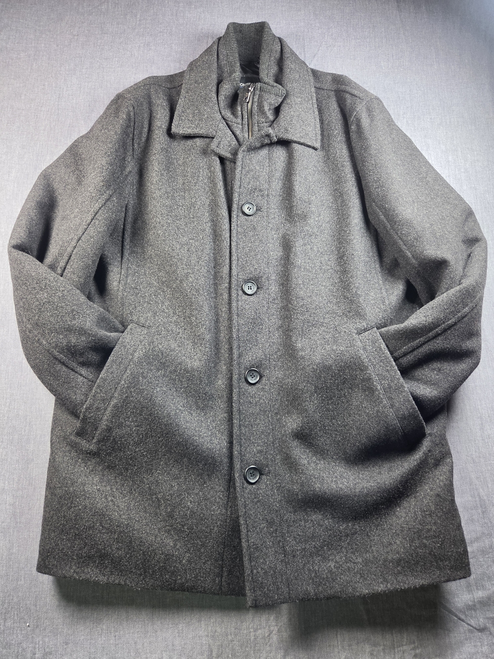 London Fog Dark Gray Wool-Blend Pea Coat